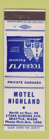 Matchbook Cover - Motel Highland Seattle WA