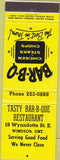 Matchbook Cover - Tasty BBQ Winsor ON