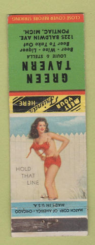 Matchbook Cover - Green Tavern Pontiac MI pinup WEAR