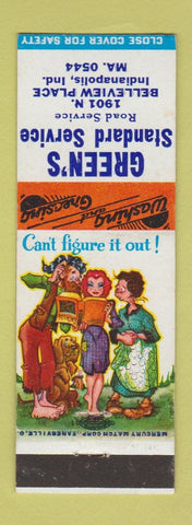 Matchbook Cover - Green's Standard oil gas Indianapolis IN hillbilly