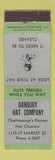 Matchbook Cover - Danbury Hat Company Chattanooga TN MERCHANTS