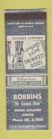Matchbook Cover - Robbins Cleaning Denver Colorado SAMPLE