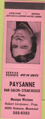 Matchbook Cover - Paysanne Steak House Ontario Montreal
