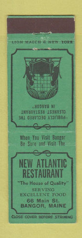 Matchbook Cover - New Atlantic Restaurant Bangor ME