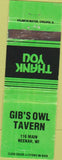 Matchbook Cover - Gib's Owl Tavern Neenah WI WEAR