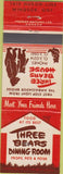 Matchbook Cover - Three Bears Dining Room Windsor ON