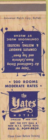 Matchbook Cover - Yates Hotel Syracuse NY