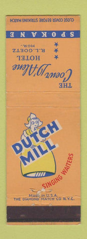 Matchbook Cover - The Coeur D'Alene Hotel Spokane WA Dutch Mill