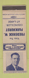 Matchbook Cover - Frederick Parkhurst Councillor At Large Election