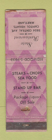 Matchbook Cover - State Restaurant Capitol Heights MD WORN