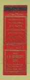 Matchbook Cover - JB Diedrich's Bar Chilton WI WEAR