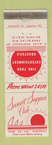 Matchbook Cover - Sunset Supper Club Fond Du Lac WI WEAR