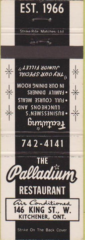 Matchbook Cover - Palladium Restaurant Kitchener ON