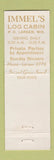 Matchbook Cover - Immel's Log Cabin Fremont Winchester WI WEAR