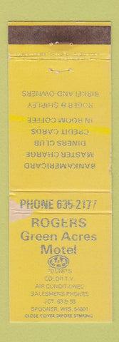 Matchbook Cover - Rogers Green Acres Motel Spooner WI WEAR