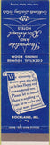 Matchbook Cover - Thorndike Rockland Hotels ME