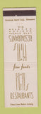 Matchbook Cover - Hill's Restaurants Lake Geneva Madison Mauston WI