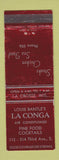 Matchbook Cover - Louie Bantle's LA Conga Restaurant LA Crosse WI WEAR