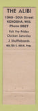 Matchbook Cover - The Alibi Kenosha WI shuffleboard