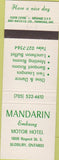 Matchbook Cover - Mandarin Embassy Motor Hotel Sudbury ON