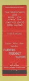 Matchbook Cover - Farmers Friendly Tavern Manchester WI