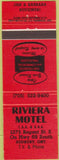 Matchbook Cover - Riviera Motel Sudbury ON