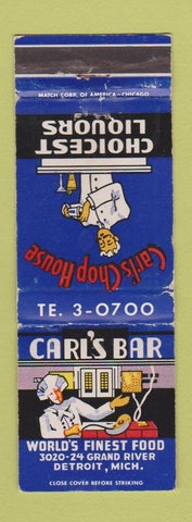 Matchbook Cover - Carl's Bar Detroit MI restaurant WEAR