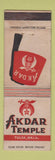 Matchbook Cover - Akdar Shriners Temple Tulsa OK WORN