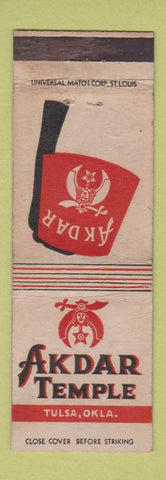 Matchbook Cover - Akdar Shriners Temple Tulsa OK WORN
