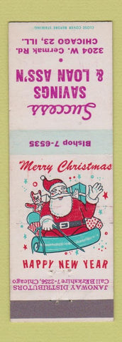 Matchbook Cover - Success Savings and Loan Chicago IL Christmas Santa Claus