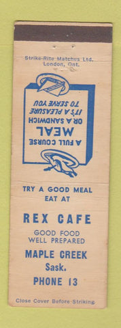 Matchbook Cover - Rex Cafe Maple Creek SK low phone #