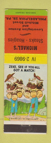 Matchbook Cover - Michael's Steaks and Hoagies Philadelphia PA hillbilly
