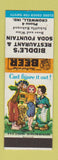 Matchbook Cover - Biddle's Restaurant Cromwell IN low phone # Hillbilly
