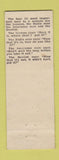 Matchbook Cover - Biddle's Restaurant Cromwell IN low phone # Hillbilly