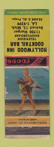 Matchbook Cover - Hollywood Inn Cocktail Bar Detroit MI pinup WORN