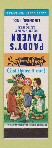Matchbook Cover - Paddy's Tavern Ligonier IN hillbilly