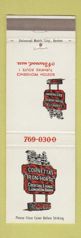 Matchbook Cover - Cornetta's Iron Horse Restaurant Norwood MA