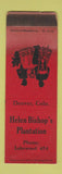 Matchbook Cover - Helen Bishop's Plantation Denver Colorado SAMPLE POOR STRIKER