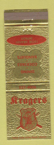 Matchbook Cover - Kragers Restaurant Detroit MI