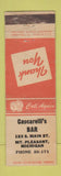 Matchbook Cover - Cascarelli's Bar Mount Pleasant MI WEAR