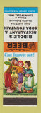 Matchbook Cover - Biddle's Restaurant Cromwell IN low phone # Hillbilly