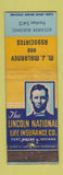 Matchbook Cover - Lincoln Insurance MJ Malarney Pontiac? MI WEAR