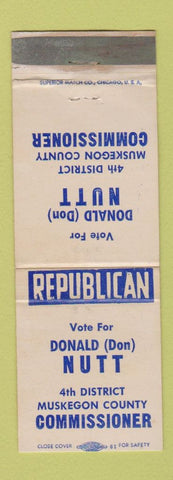 Matchbook Cover - Donald Nutt Muskegon County Commissioner MI WEAR