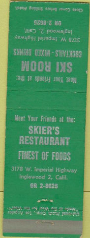 Matchbook Cover - Skier's Restaurant Inglewood CA
