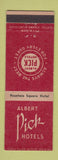 Matchbook Cover - Albert Pick Hotels Fountain Square Cincinnati OH