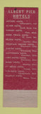 Matchbook Cover - Albert Pick Hotels Fountain Square Cincinnati OH