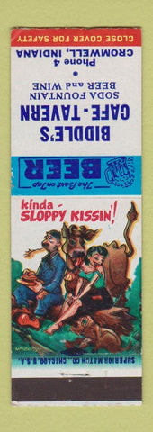 Matchbook Cover - Biddle's Cafe Tavern Cromwell IN hillbilly WEAR