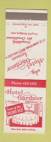 Matchbook Cover - Hotel Gardner Shreveport LA
