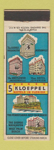 Matchbook Cover - Kloeppel Hotels West Palm Beach Jacksonville FL
