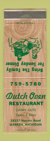 Matchbook Cover - Dutch Oven Restaurant Warren MI